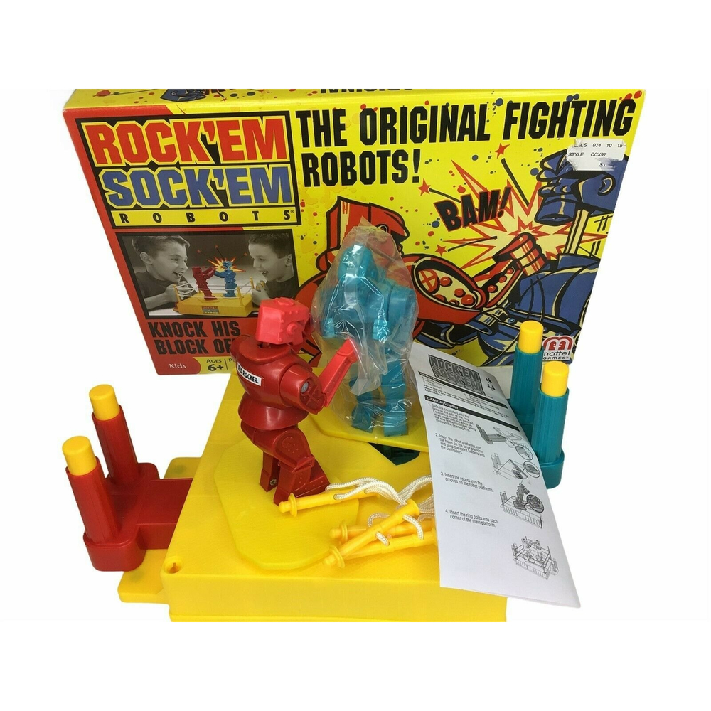 Rockem Sockem Fighting Robots Toy Boxing Game Vintage Classic Works Great w/ Box